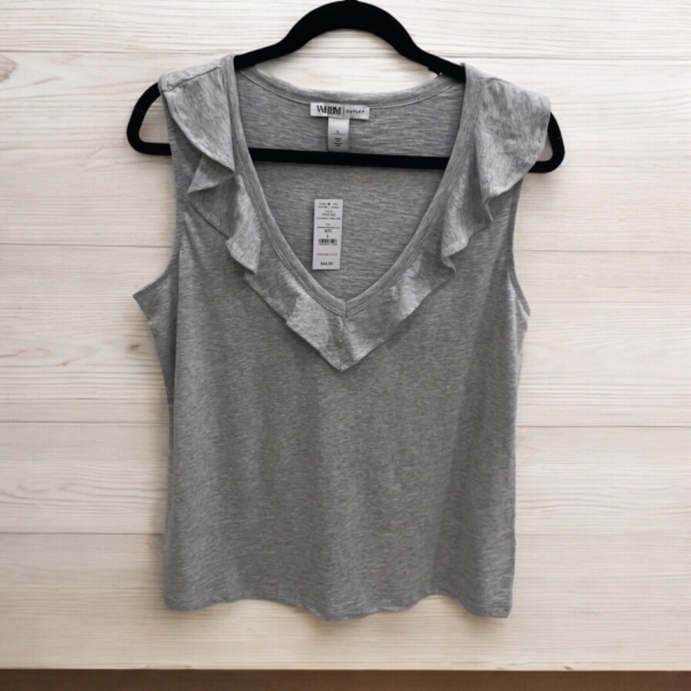 WHBM Outlet Sleeveless Ruffle V Neck Tank Top - Picture 6 of 12